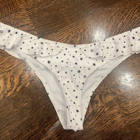 Playful Promises White Bikini Bottom with star pattern size US 8 - Picture 1 of 5